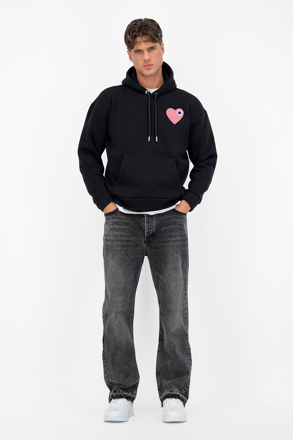 Sweat Chic Noir Coeur Pink