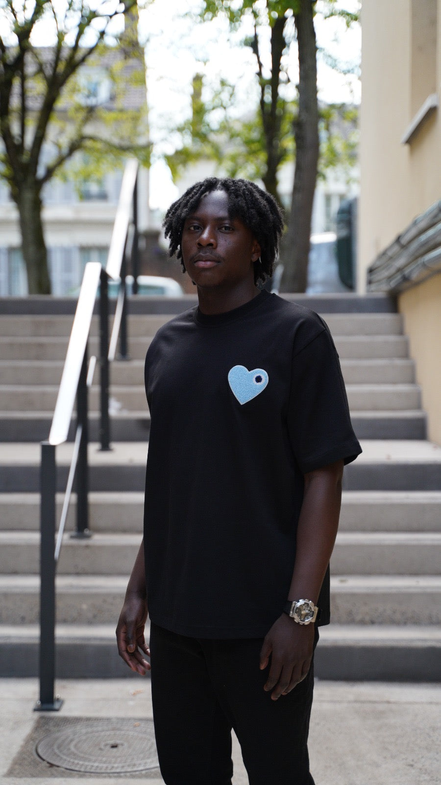 T-shirt Chic Noir Coeur Blue
