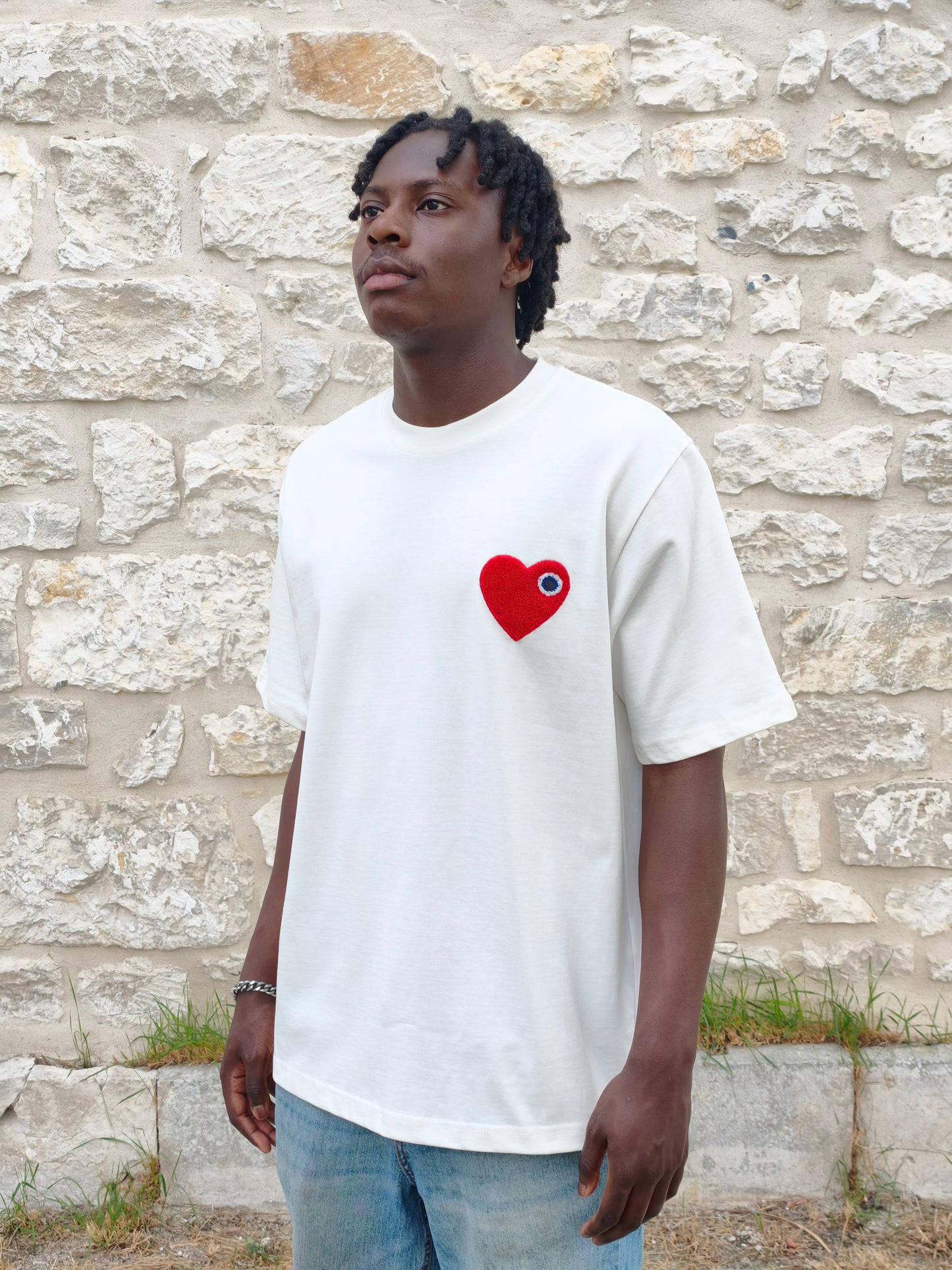 T-shirt Chic Blanc Coeur Red