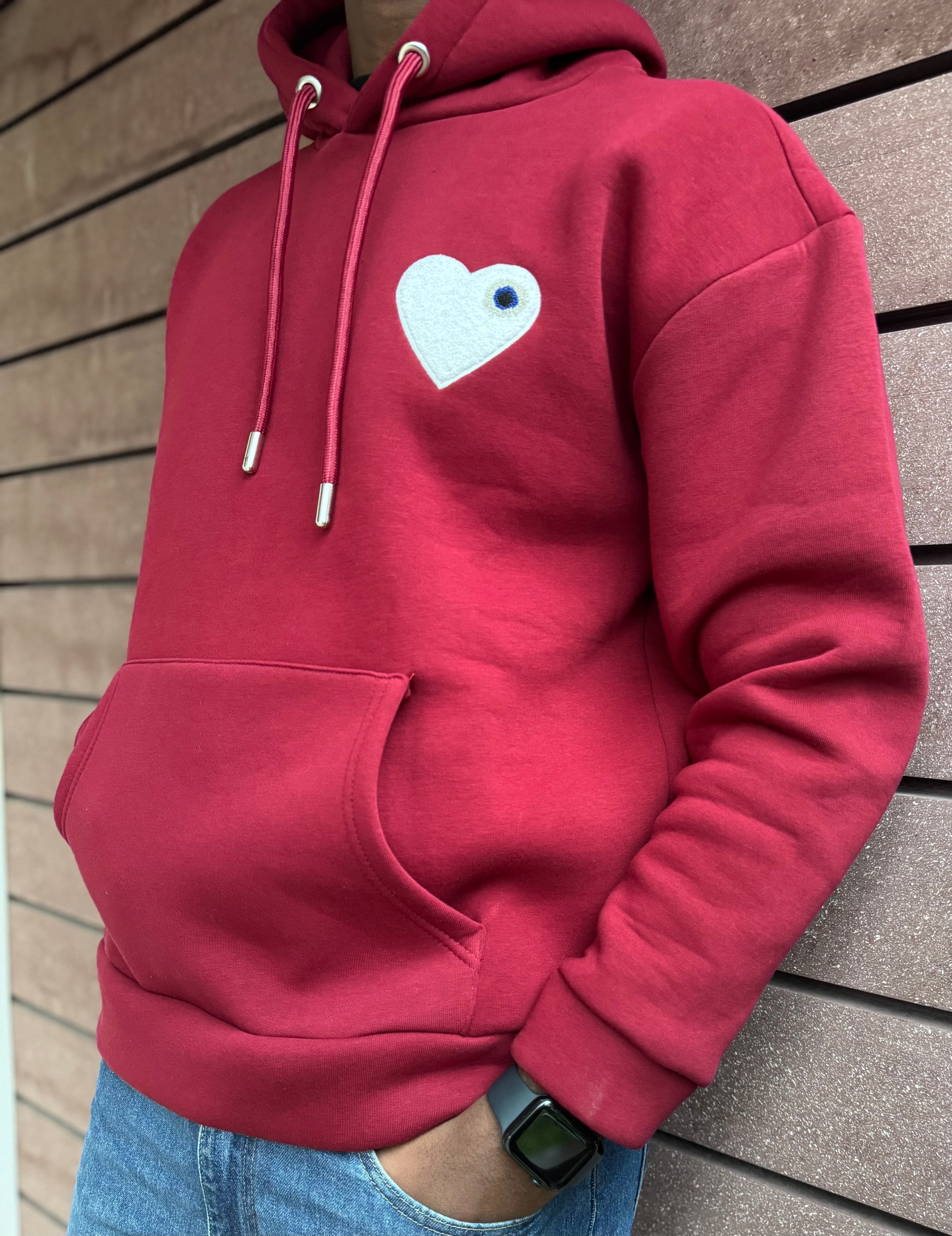 Sweat Chic Bordeaux Coeur Blanc