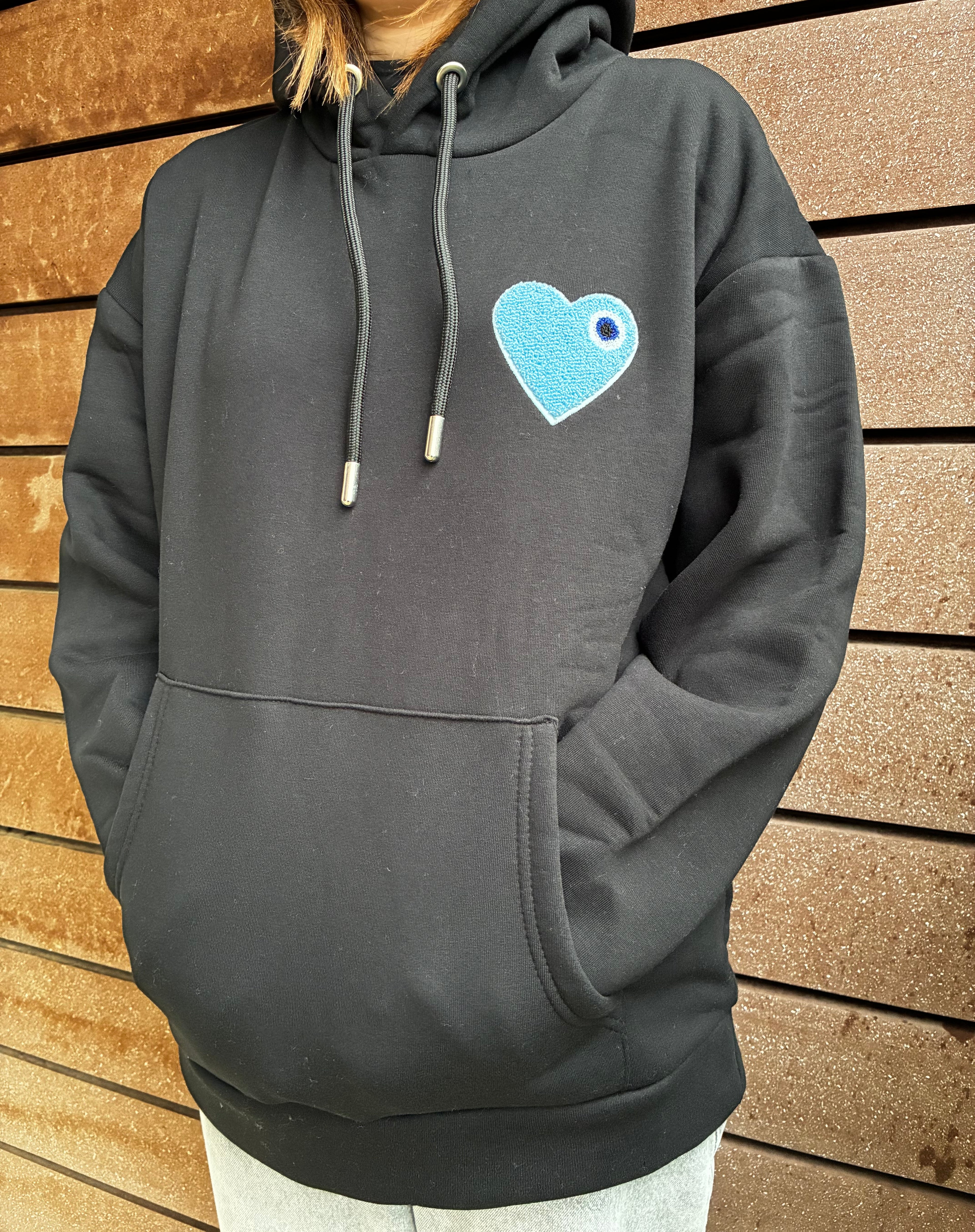 Sweat Chic Noir Coeur Blue