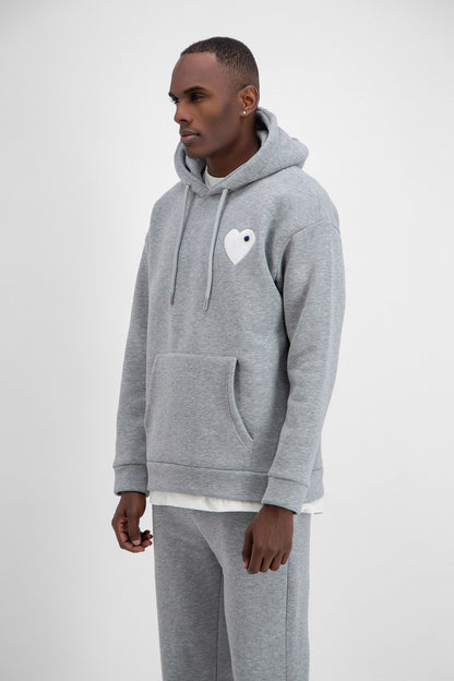 Sweat Chic Gris Coeur Blanc
