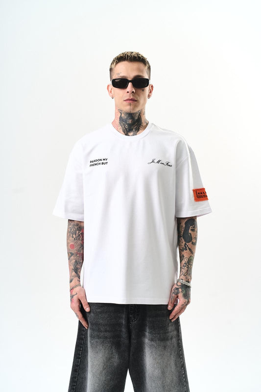 T-shirt Pardon My French Blanc
