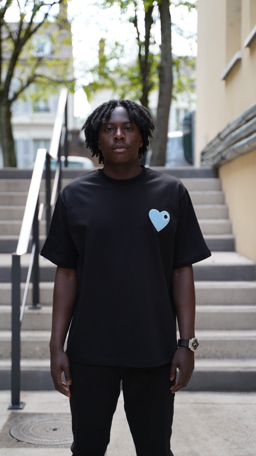 T-shirt Chic Noir Coeur Blue