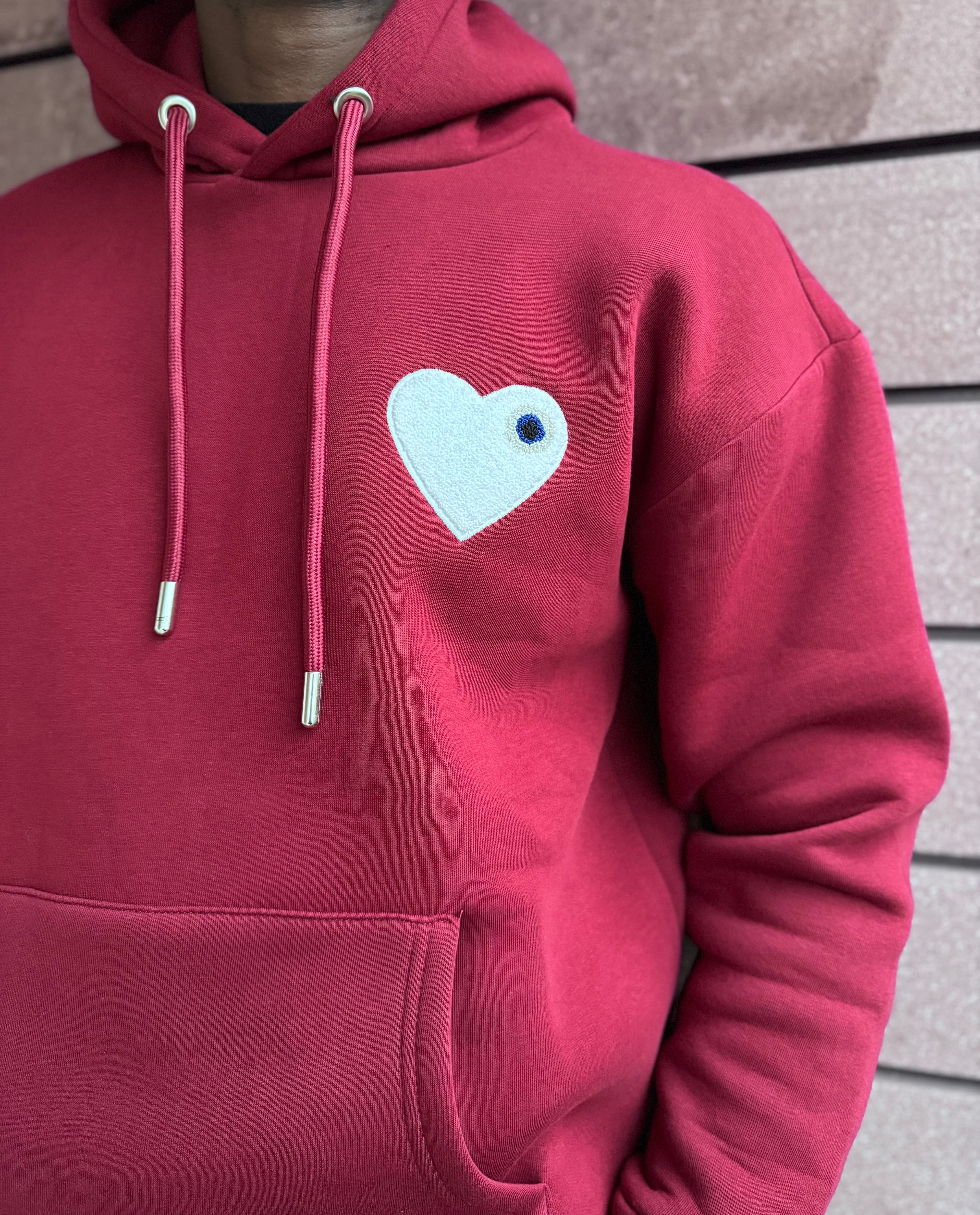 Sweat Chic Bordeaux Coeur Blanc