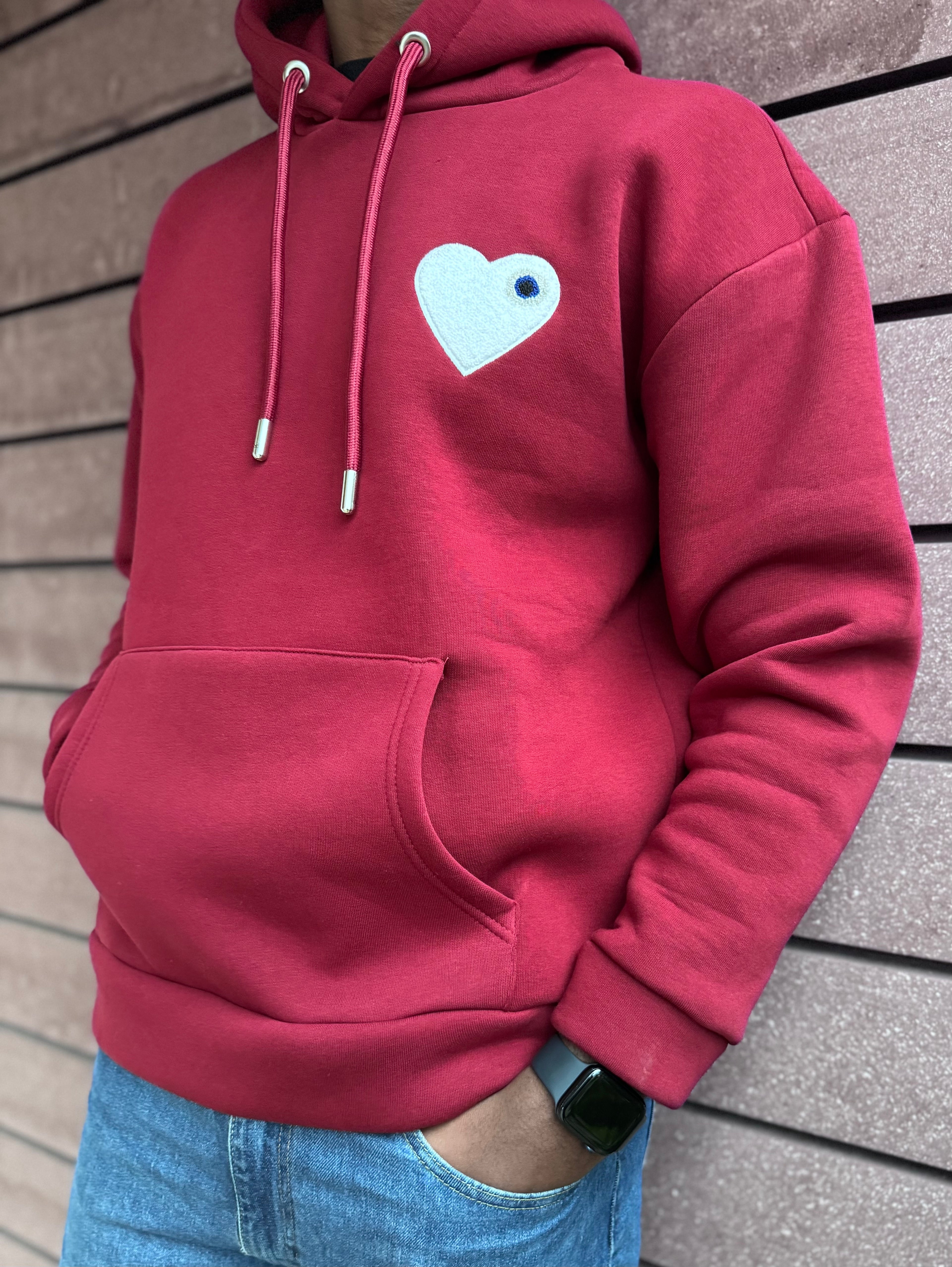 Sweat Chic Bordeaux Coeur Blanc