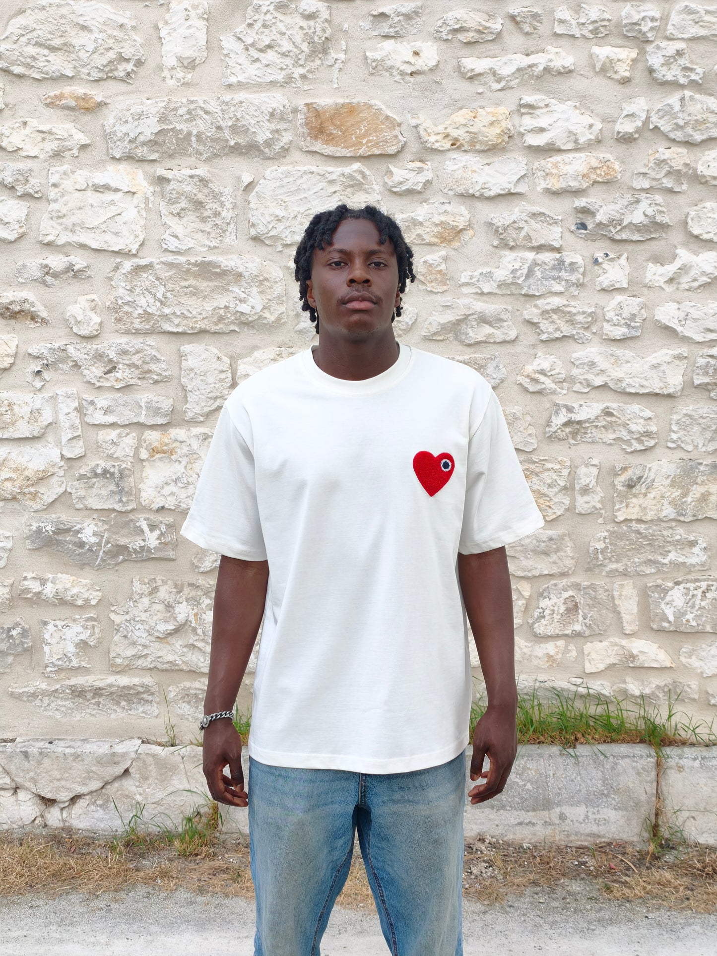 T-shirt Chic Blanc Coeur Red