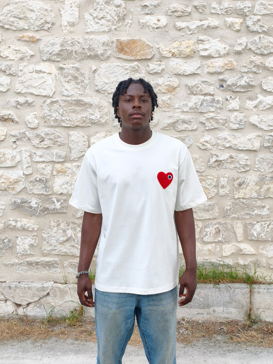 T-shirt Chic Blanc Coeur Red