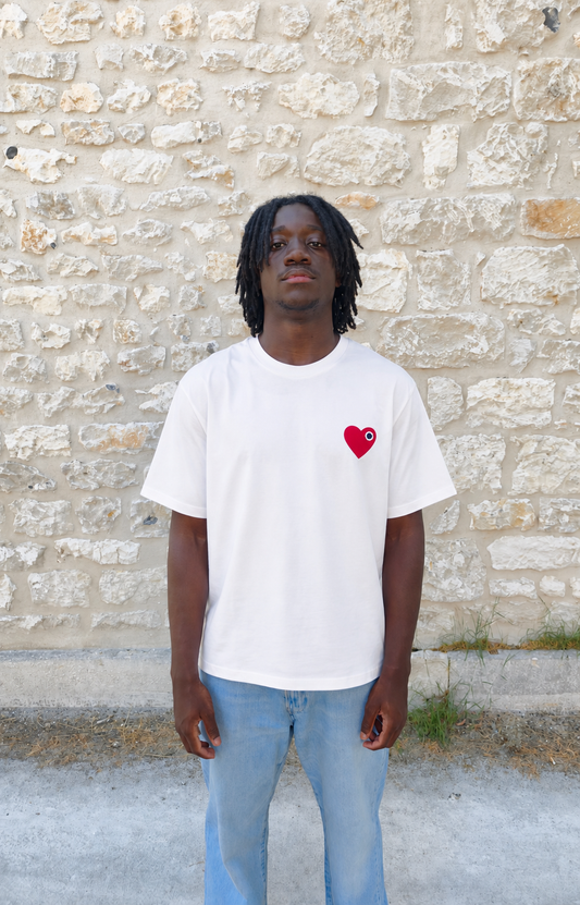 T-SHIRT CHIC BLANC COEUR RED